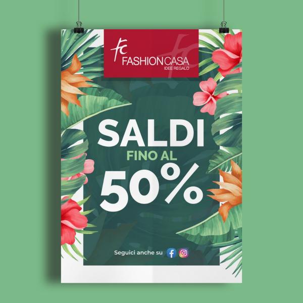 Grafica pubblicitaria Fashion Casa saldi estivi