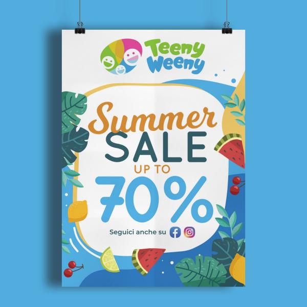 Grafica pubblicitaria Teeny Weeny saldi estivi