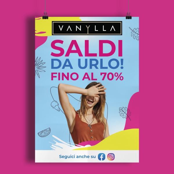Grafica pubblicitaria Vanylla saldi estivi