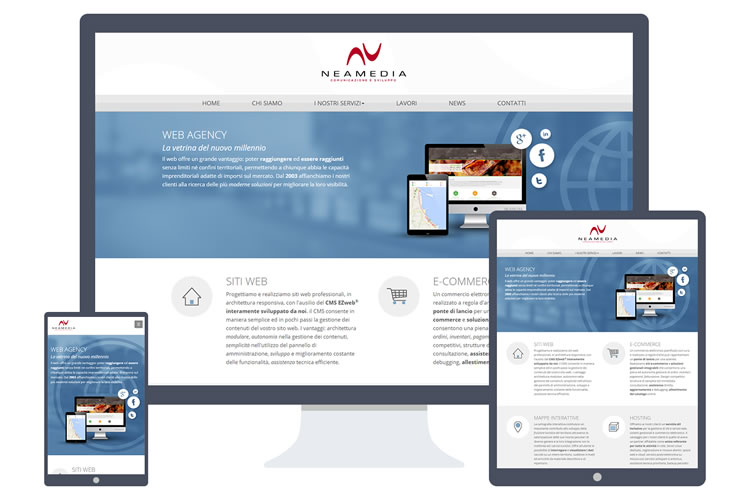 Esempio del sito web responsive di Neamedia